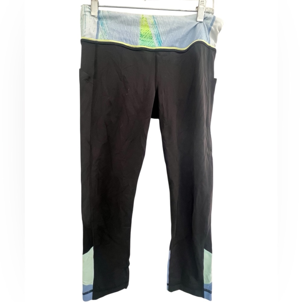 Lululemon Black Cropped Leggings with Colorful Band